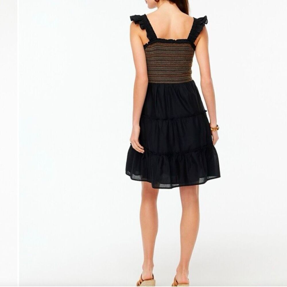 J. Crew Factory Women's Smocked Tiered Mini Dress Black Size S - Picture 3 of 10
